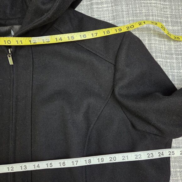 London Fog Hooded Stadium Jacket Wool Blend Women's XXL Lined Black Full Zip - Picture 4 of 14